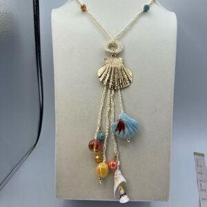 Artisan made seaside beach handmade mixed media necklace.